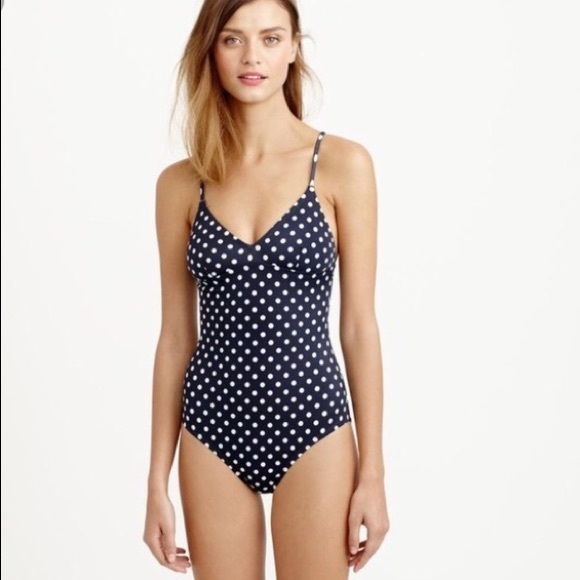 J. Crew Other - J. Crew Navy Polka Dot One Piece Preppy Swimsuit